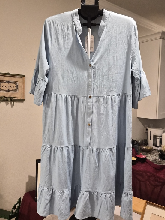 The Unbranded Brand Dresses & Skirts - ​Brand New with Tags Chambray Blue Ruffled Tiered Babydoll Dress